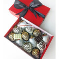 12pcs Gold, Silver & White with Mini Choc Bars Chocolate Strawberries Gift Box
